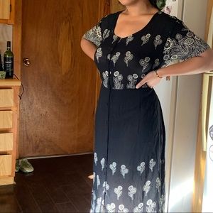 Black flower pattern dress
